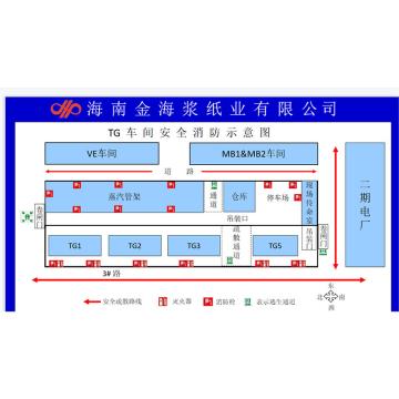 帛拉 标示牌，173cmx114cm，自粘性不干胶 TG车间安全消防示意图