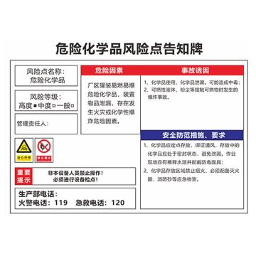 安赛瑞 安全风险点告知牌，30x40cm，危险化学品 1H01479