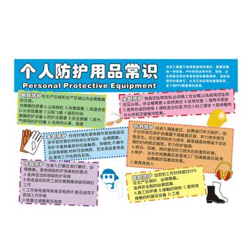 Raxwell 安全教育挂图-个人防护用品常识，750mm（长）*500mm（宽），3M不干胶 RSSJ0081