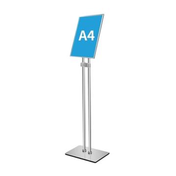伏兴 不锈钢双杆立式展示牌，A4银色方底 C1214