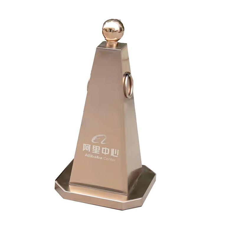 月桐 不锈钢圆球路锥阿里中心logo定制 300×300×600mm 玫瑰金 重约2kg YT-XCJBLZ102