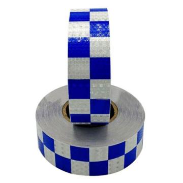 安赛瑞 超级晶格反光警示胶带，超级晶格反光材料，50mm×50m，蓝白方格 14370