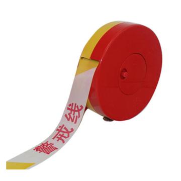 Raxwell 100m警戒线，黄白相间盒式警示带，40mm×100m，涤纶布 RSRT0006