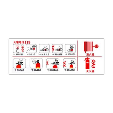 安赛瑞 灭火器箱透明贴，火警119警示贴，16x40cm，灭火器使用图右 1H02126