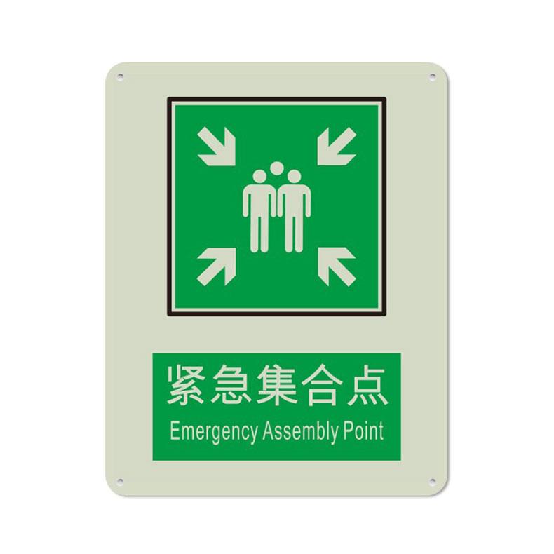 安赛瑞 自发光消防安全标识 塑料板，紧急集合点，250*315MM 20095