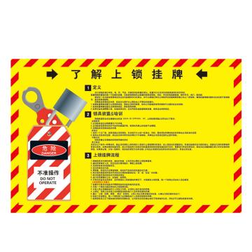 Raxwell 安全教育挂图-了解上锁挂牌，750mm（长）*500mm（宽），3M不干胶 RSSJ0035