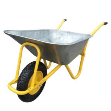 谦格 金属园林农用轻型人力手推搬运翻斗车灰斗车载重100kg 黄DPC-02,单充气轮,长宽高130×62×60cm