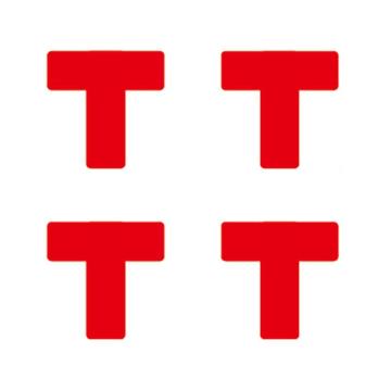 帛拉 桌面5S定位贴-T型，30*30*10mm，红色，0.45mm BL1059