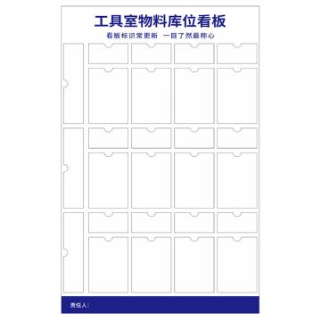 戴利 工具室物料库位看板，100x60cm 5毫米高密PVC打印+晶片+亚克力盒子