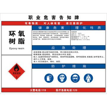 安科 职业病危害告知卡-环氧树脂，铝合金板，反光膜，800*600mm，1mm板厚 AK-WHK35