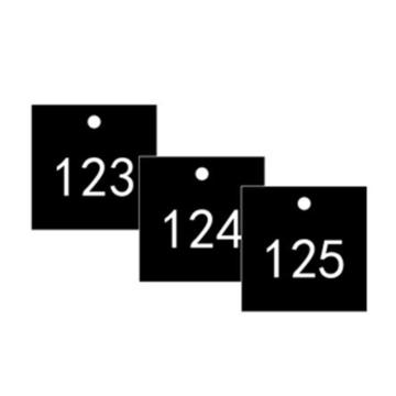 安赛瑞 塑料号码吊牌-正方形，31.8×31.8mm，黑底白字，号码101-200 14860