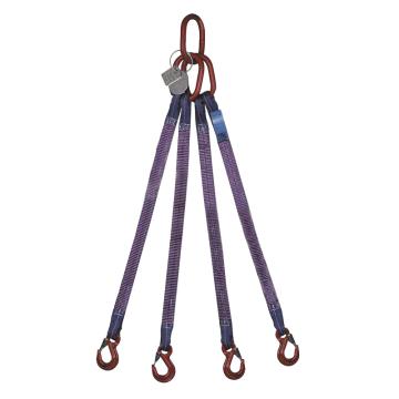 多来劲 四腿扁平吊装带组合索具2.1T×8m（总长） 80级眼形带舌吊钩 0515 2004 08