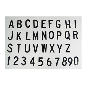 安赛瑞 2“ 字母标识-字高2”，黑色，自粘性乙烯材料，共260片，包含A-Z各10片 34301