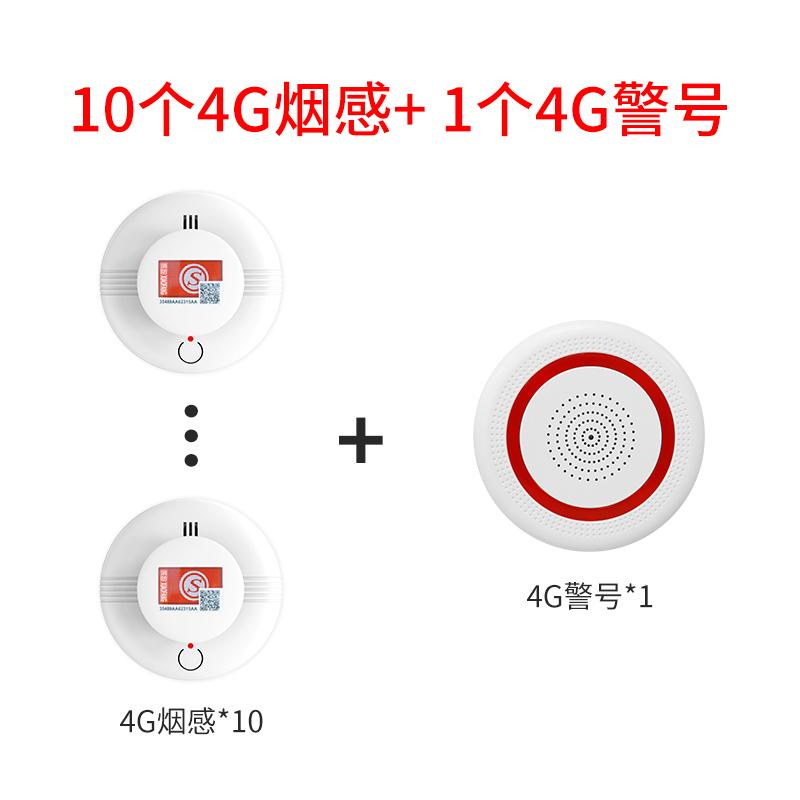 艾礼安 4G烟感10个，4G警号1个，配送三年流量卡 4G烟雾声光报警系统A套装