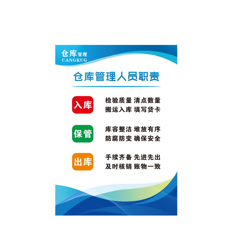 帛拉 仓库管理海报"仓库管理人员职责"，5mmKT板包边，600*800mm 71408