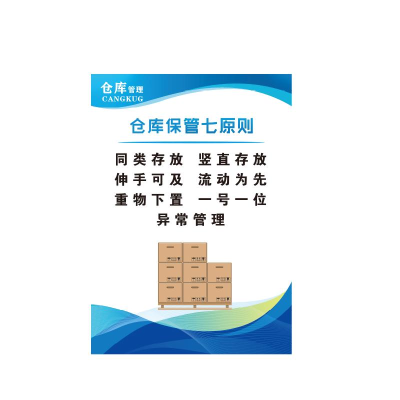 帛拉 仓库管理海报"仓库保管七原则"，PP户外背胶，600*800mm 71404