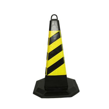 功成狮 PU橡塑提环反光路锥，方形路锥，警示柱交通设施，70cm 约2KG 黄黑 GSSC0123