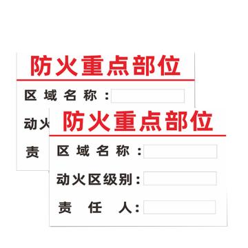 安赛瑞 消防责任人标识牌，PVC告示牌，防火重点部位责任牌，30x40cm 1H00116