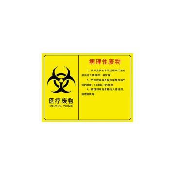 安赛瑞 医疗废物标识牌，PVC警示牌，提示牌，长60cm宽50cm，病理性废物 310649