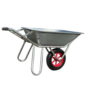 谦格 金属园林农用轻型人力手推搬运翻斗车灰斗车载重100kg 银DQC-04,单实心轮,长宽高128.5×68×65mm