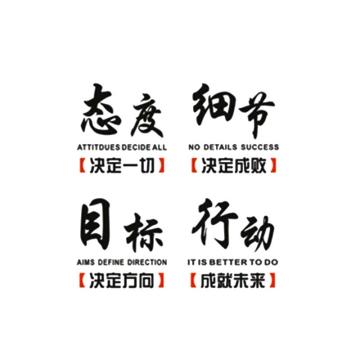 安赛瑞 亚克力励志自粘墙贴，态度细节目标行动中号 500324
