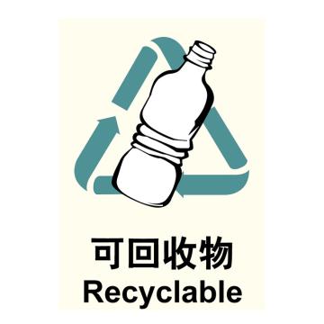嘉辽 环保可回收标识可回收垃圾，ABS工程塑料，250×315mm EBS1144