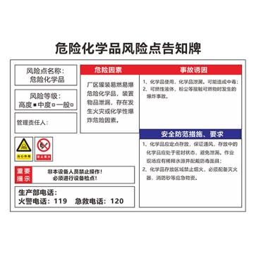 安赛瑞 安全风险点告知牌，40x60cm，危险化学品 1H01480