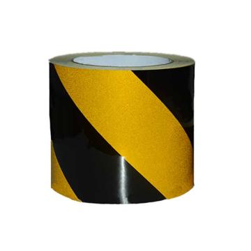 帛拉 反光警示胶带-黄黑色，100mm*22m，高亮反光材质 90115B