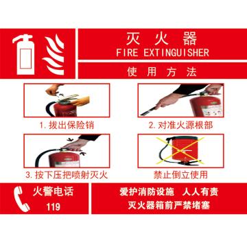 Raxwell 灭火器使用方法 400*300mm，3M自粘性不干胶 RSSY0174