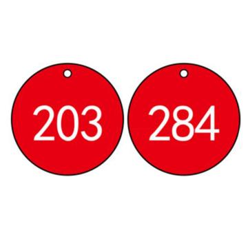 安赛瑞 塑料号码吊牌-圆形，Ф29mm，红底白字，号码201-300 14772