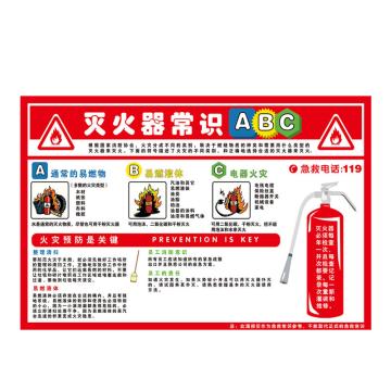 Raxwell 安全教育挂图-灭火器常识ABC，750mm（长）*500mm（宽），1.5mmABS塑料板 RSSJ0078