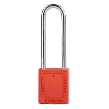 玛斯特锁具 红色XENOY工程塑料安全锁6mm锁钩 锁钩净高76mm 44mm高 410LTRED