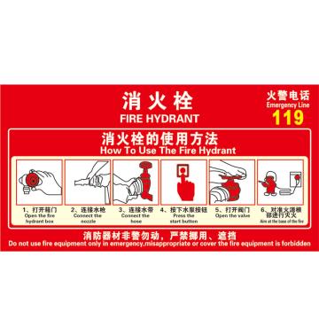 Raxwell 消火栓使用方法 400*200mm，3M自粘性不干胶 RSSY0169