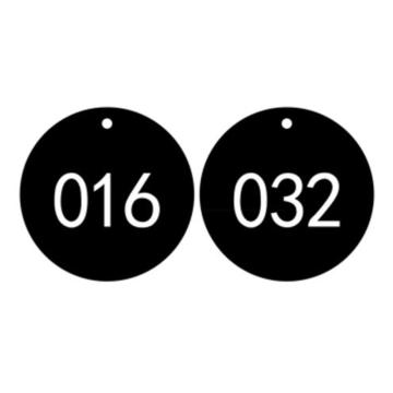 安赛瑞 塑料号码吊牌-圆形，Ф31.8mm，黑底白字，号码001-100 14847