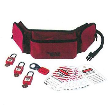 玛斯特锁具 便携式安全工具包和3把410RED同花工程塑料安全锁 1456P410KA