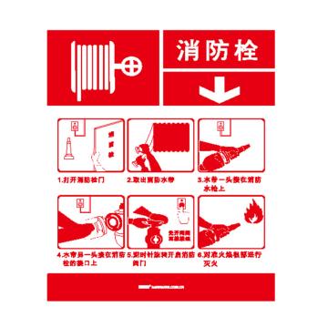 安赛瑞 灭火设备使用标识-消防栓，不干胶，200×260mm 20422