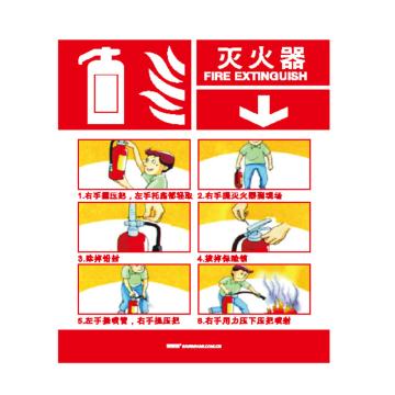 安赛瑞 灭火设备使用标识-灭火器，不干胶，200×260mm 20420