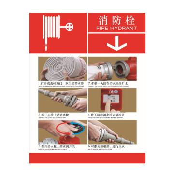 嘉辽 消防栓使用步骤图，200×260mm，自粘性乙烯材料 BS1022P
