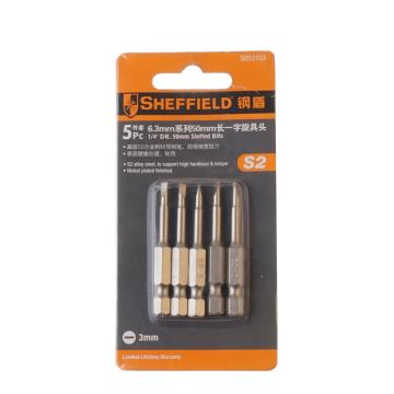 SHEFFIELD/钢盾 一字旋具头，5件套 6.3mm系列50mm长3mm S053103