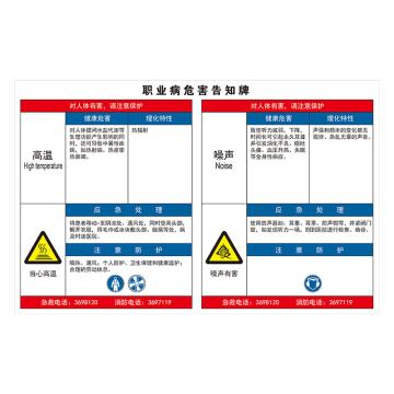 帛拉 职业病危害告知牌 高温、噪声 L1100×W1700，反光膜