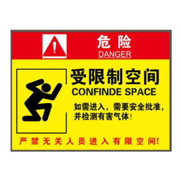 帛拉 安全标识，400×300mm 受限空间，反光铝板
