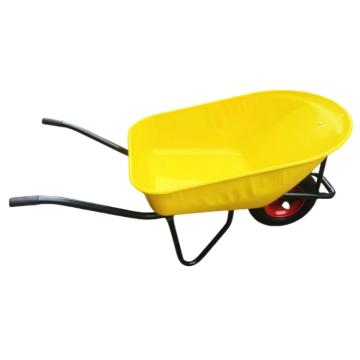 谦格 金属园林农用轻型人力手推搬运翻斗车灰斗车载重100kg 黄DAC-02,单实心轮,长宽高140×65×55cm