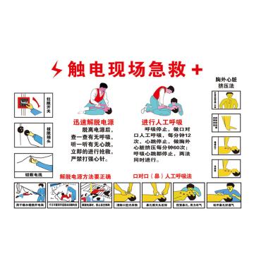 Raxwell 安全教育挂图-触电现场急救，750mm（长）*500mm（宽），1.5mmABS塑料板 RSSJ0070