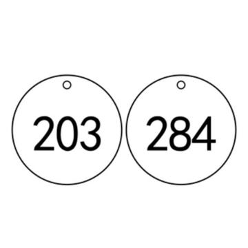 安赛瑞 塑料号码吊牌-圆形，Ф29mm，白底黑字，号码201-300 14766