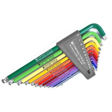 PB SWISS TOOLS 彩色英制加长球头内六角12件套 PB 212Z.LH-12 RB