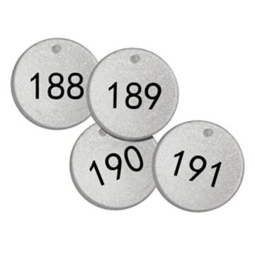 安赛瑞 反光塑料号码吊牌-圆形，Ф38.1mm，银底黑字，号码176-200 14782
