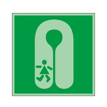 安赛瑞 船用IMO安全标识-儿童救生衣，自发光不干胶，150×150mm 21017