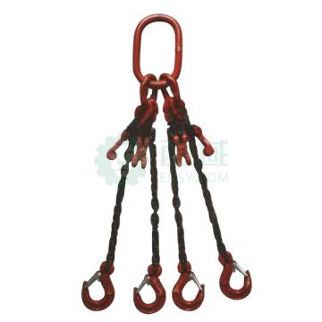 多来劲 80级四腿链条索具2.36T×1m（链条长）羊角带舌吊钩，带链条调节器 19450604 01