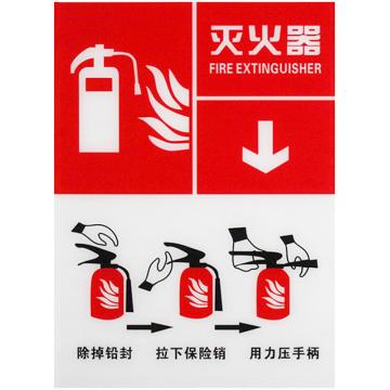 安赛瑞 灭火器标识牌，亚克力消防栓器材指示牌，灭火使用方法，红白底 1H01706