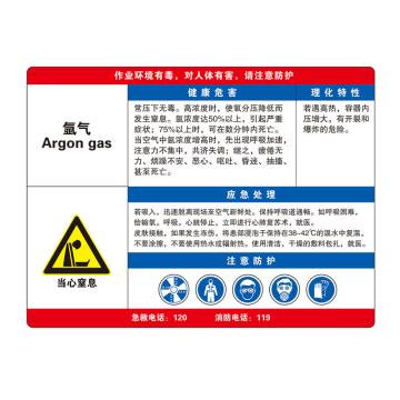 安赛瑞 职业病危害告知卡-氩气 职业病危害告知卡-氩气，ABS板，300*400mm